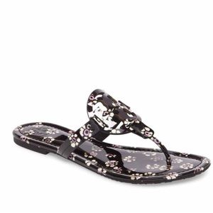 Tory Burch Shoes - NIB Tory Burch Black Floral Miller Sandals Sz 6 Tory Burch Shoes - NIB Tory Burch Black Floral Miller Sandals Sz 6